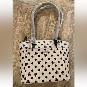 Disney Parks Kate Spade New York Minnie Mouse Icon Polka Dot Tote Bag Purse